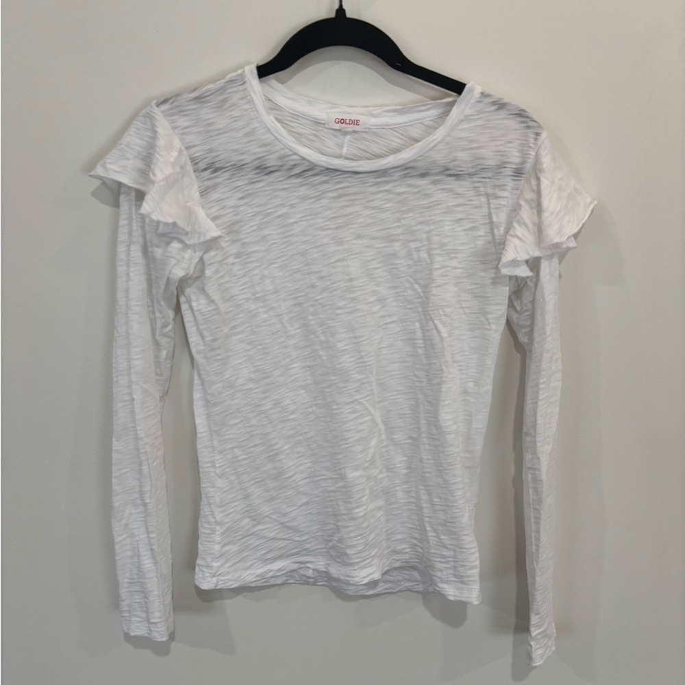 Goldie Tees Long Sleeve Ruffle Sleeve Tee Pima Cotton